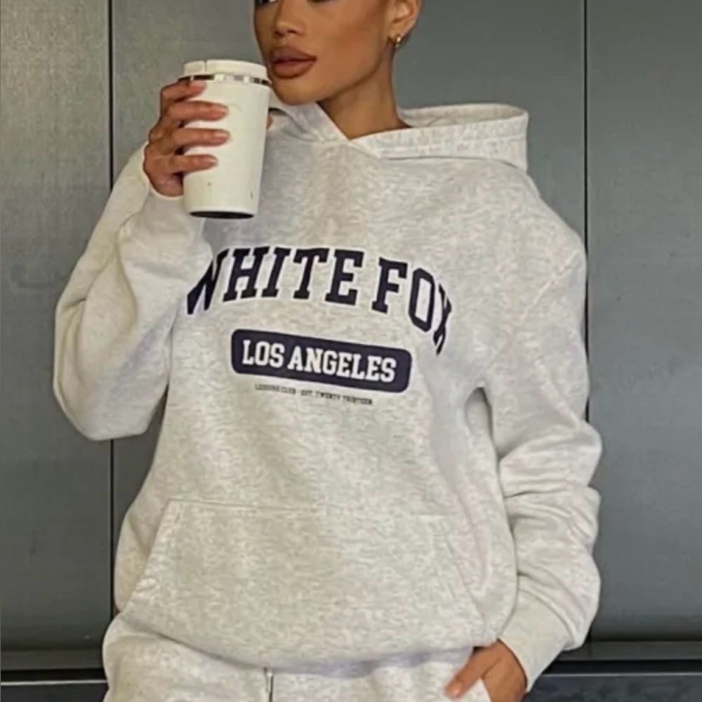 White Fox Los Angeles Hoodie | Grey Fleece | S/M | Excellent Condition